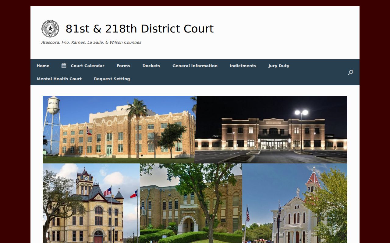 Atascosa County court docket page for district courts